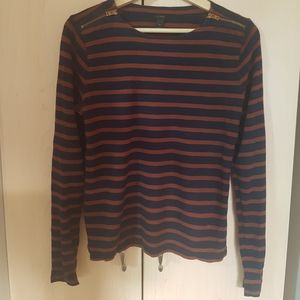Breton stripe top with shoulder zippers